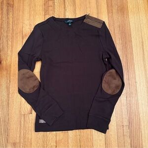 Ralph Lauren Brown Long Sleeve Shirt / Top Elbow Pads Size Med(k11)